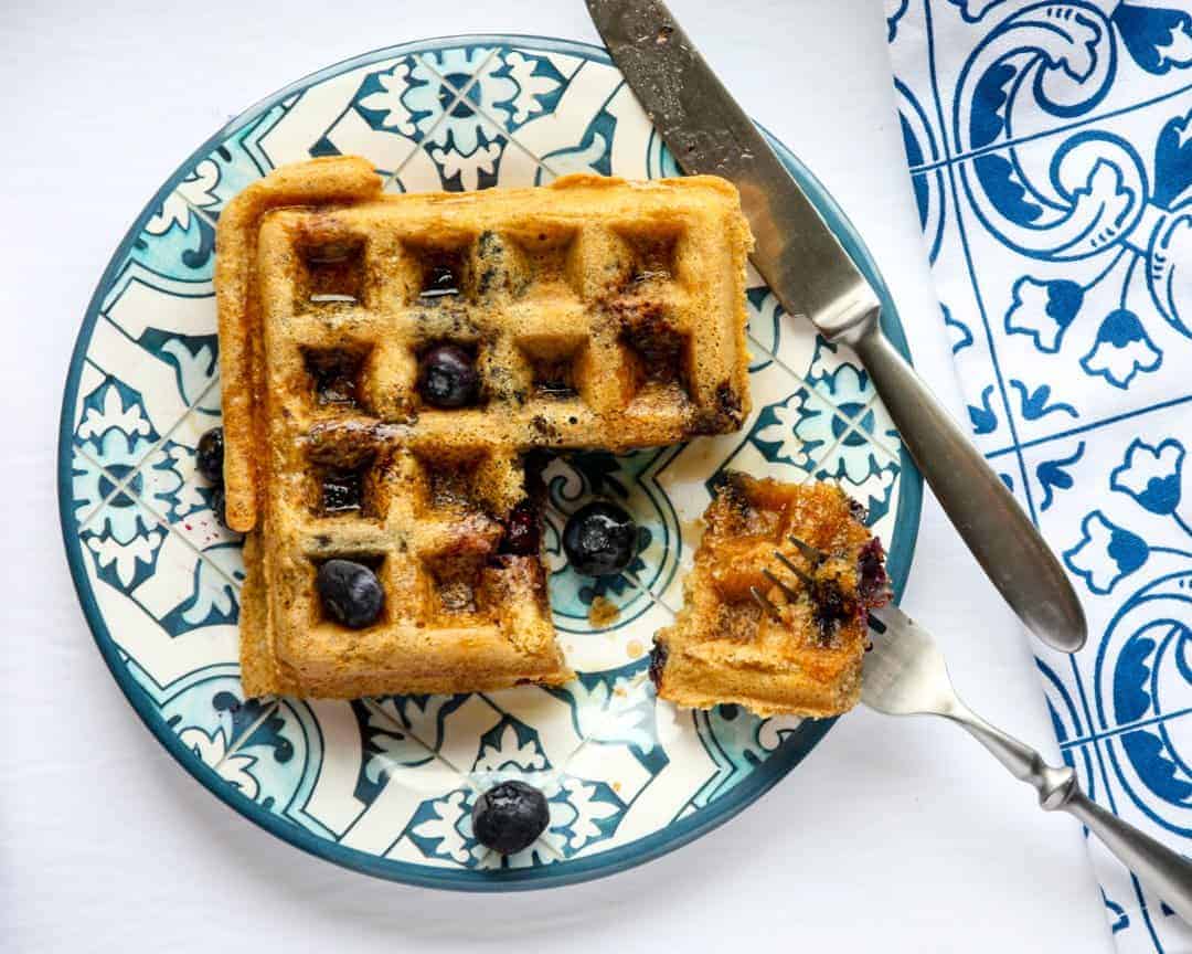 A waffle on a plate