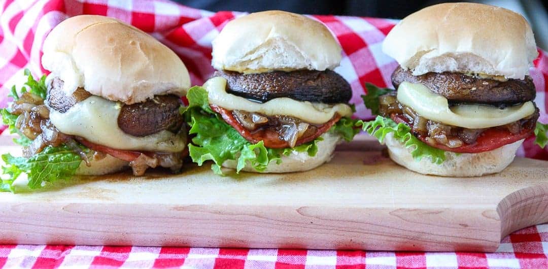 A close up of a burger