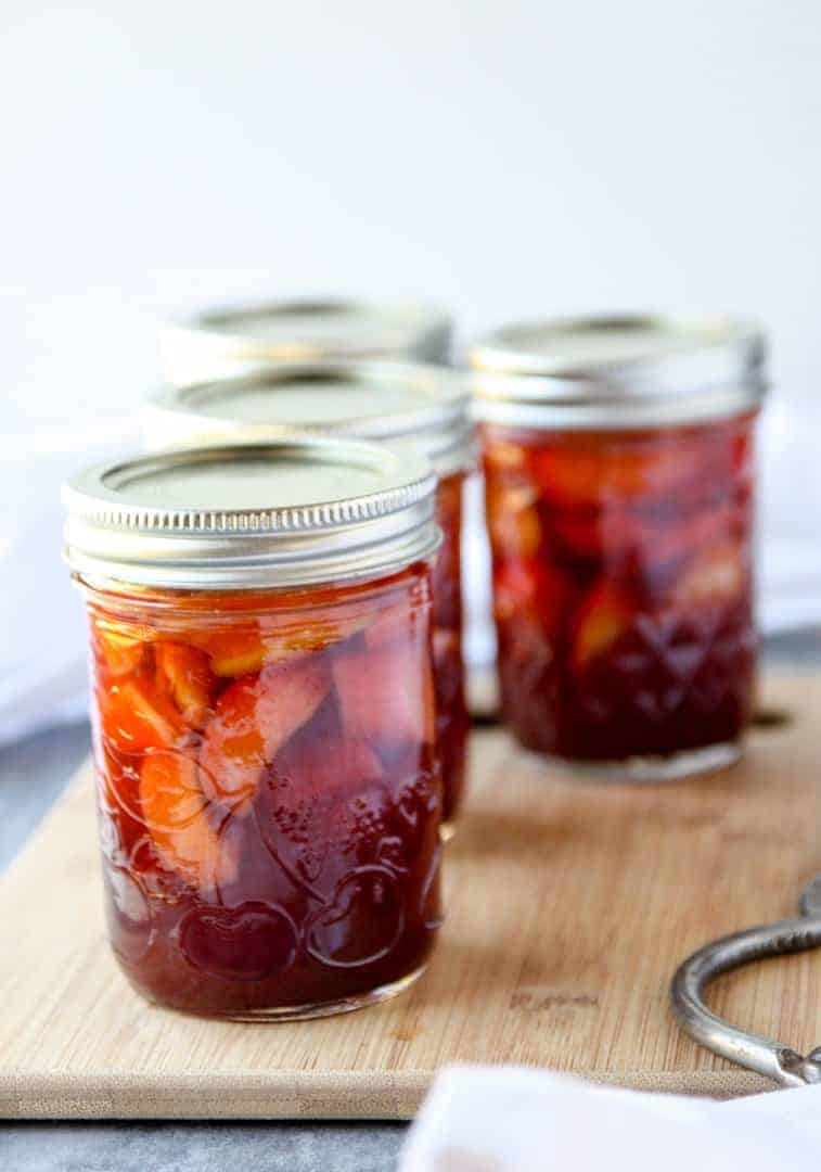 Three jars of pickled rhubarb